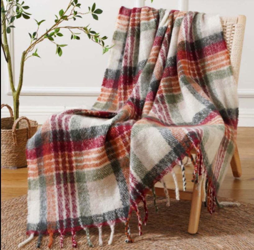 S&G Plaid pile Sweet scozzese Bordeaux