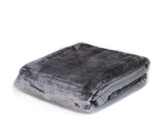 VALLESUSA Plaid pile Flannel maxi 200x230 Grigio scuro Matrimoniale