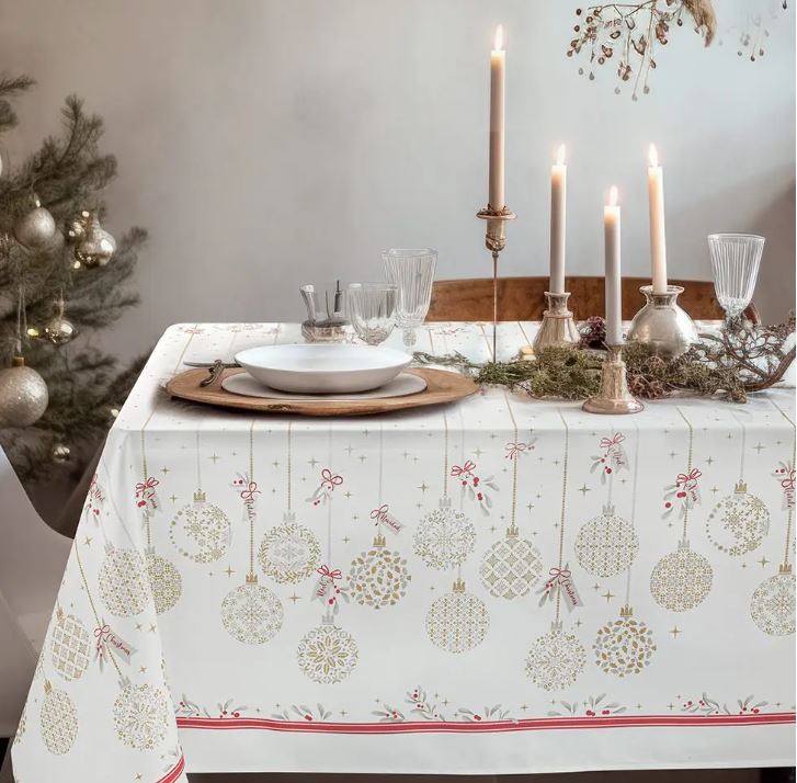 VALLESUSA Tovaglia Sparkling 150x180 con glitter Ghiaccio Rettangolare