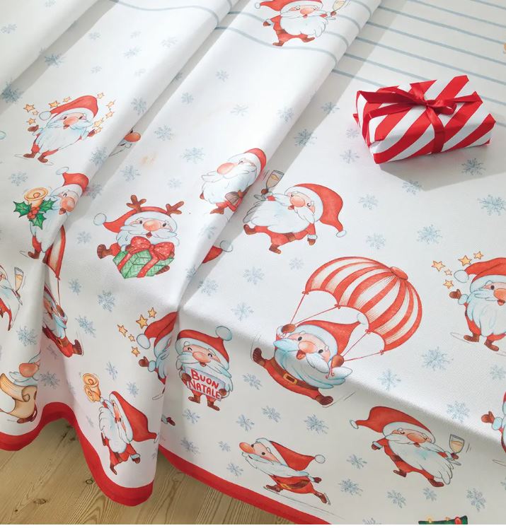 VALLESUSA Tovaglia Tinyclaus 150x270 Rosso Rettangolare