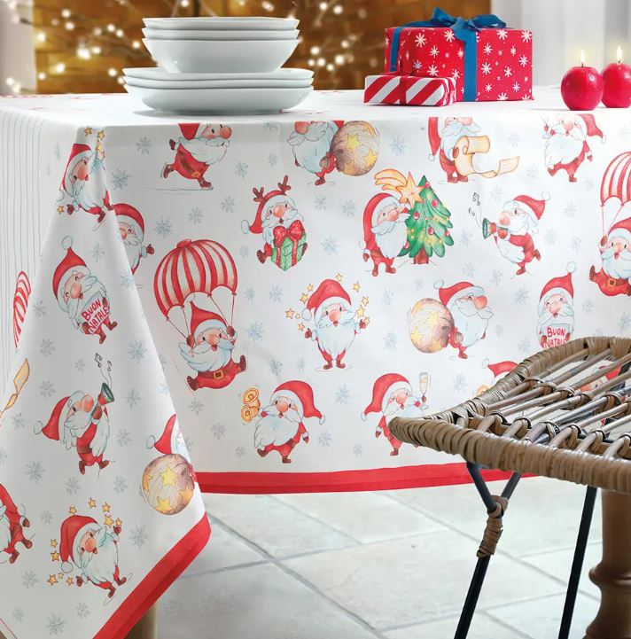 VALLESUSA Tovaglia Tinyclaus 150x270 Rosso Rettangolare