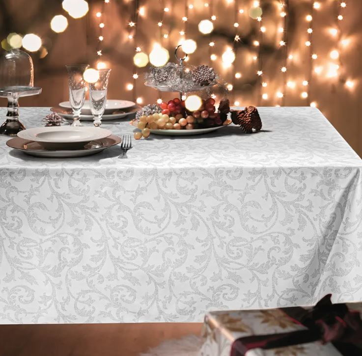 VALLESUSA Tovaglia Oriente 150x360 Argento Rettangolare