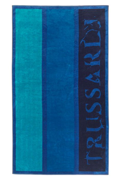 TRUSSARDI Telo mare spugna Stripes95x180 Blu