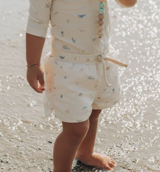 BAMBOOM Costumi bimbi Prinrt Sealife pantaloncino Panna