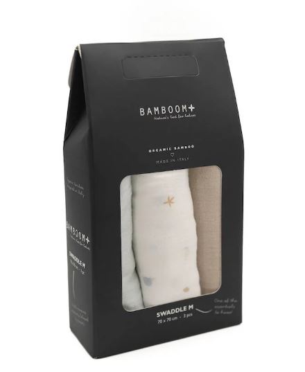 BAMBOOM Mussola neonato Swaddle 70x70 set Sealife