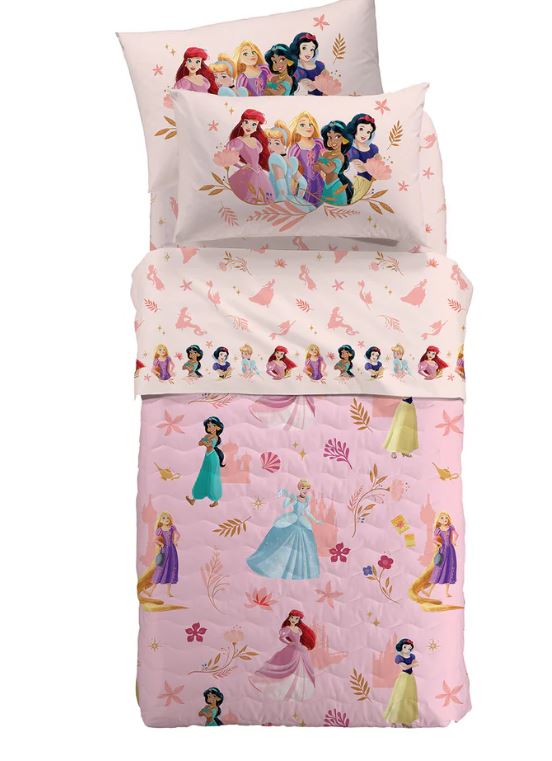 CALEFFI DISNEY Copriletto trapuntato bimbo Magic princess Rosa Singolo
