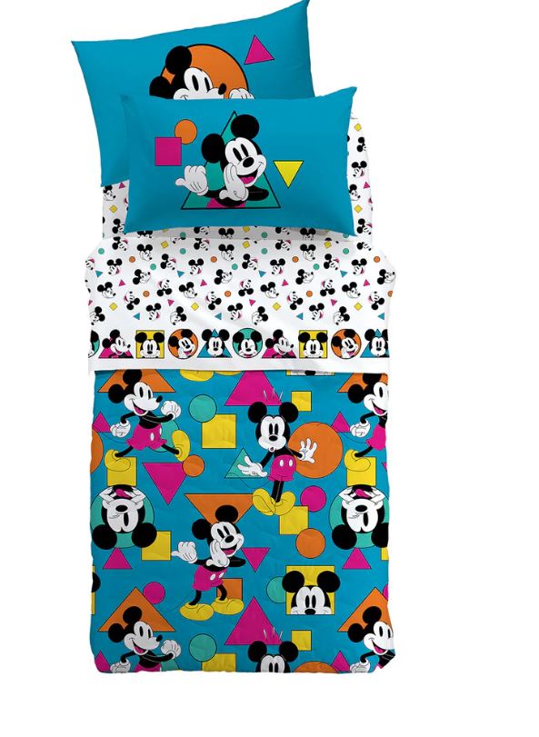 CALEFFI DISNEY Completo letto bimbo Mickey geo Unica Singolo