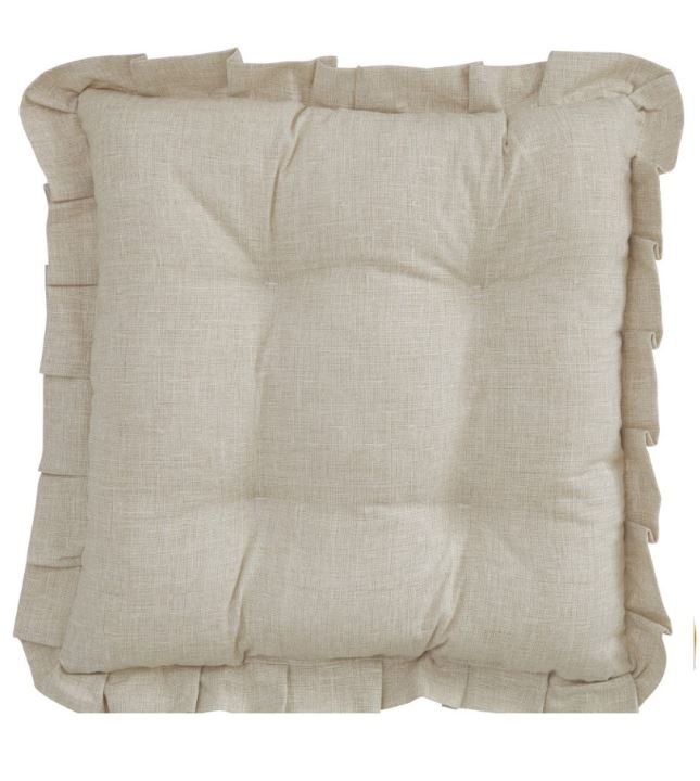 COTTON&COLOR cuscini sedia trapuntatura a 4 punti con volan Beige Quadrata