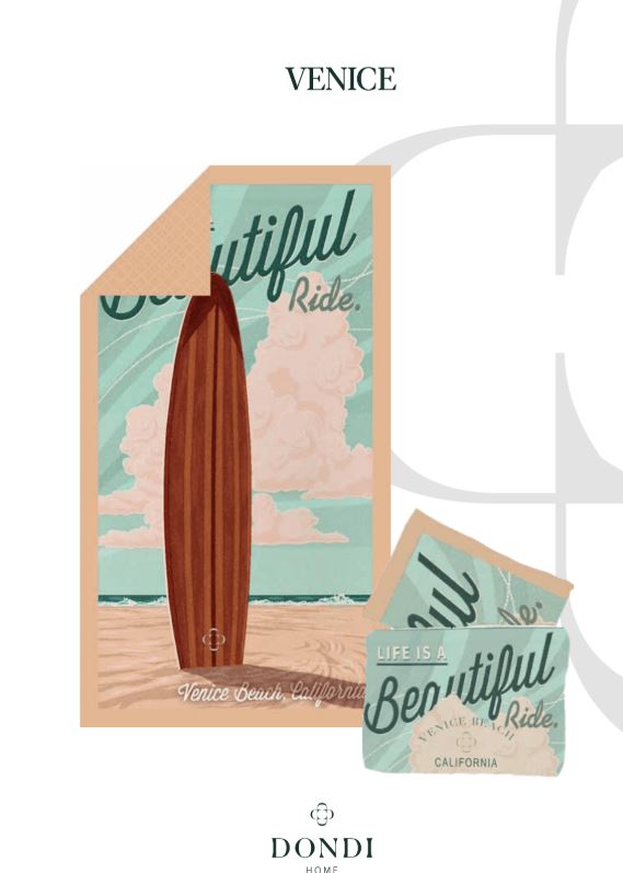 DONDI HOME Telo mare microfibra Venice 100x180 Surf Rettangolare