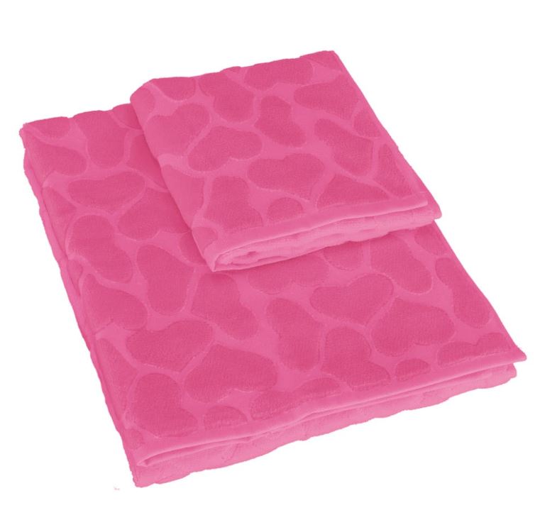 PRETTI Set 1+1 asciugamano Batticuore viso+ospite Fucsia