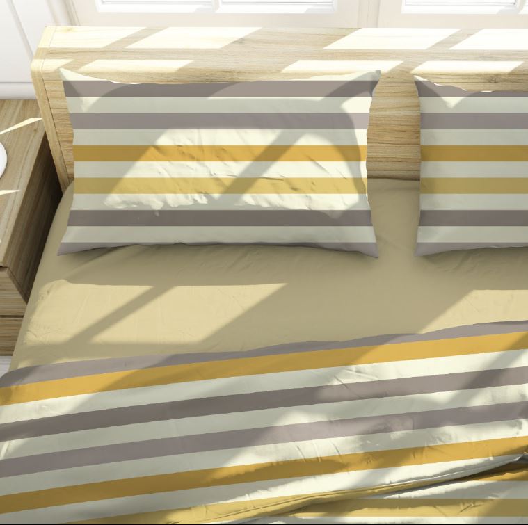 S&G Completo lenzuolo copriletto Zefiro sotto con angoli 180X200X30 Giallo Matrimoniale