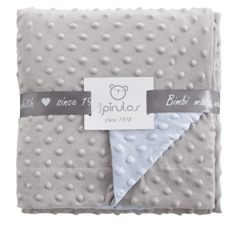 BIMBIDREAMS Copertina bimbo Dots 80x110 Grigio/blu Lettino con sbarre