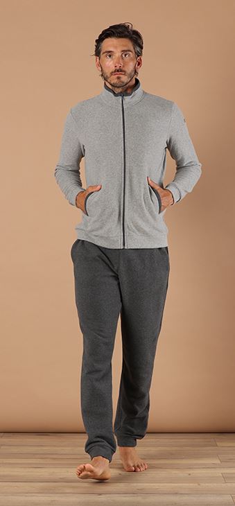 MARINA MILITARE Pigiama uomo lungo Pigiama da uomo bicolore full zip con particolari in contrasto Grigio