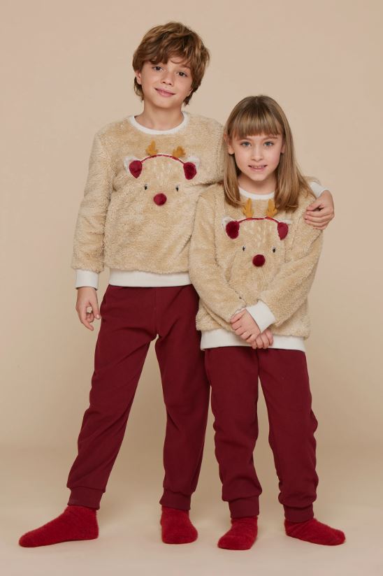 NOIDINOTTE Pigiama bimbi Coral fleece Amaranto