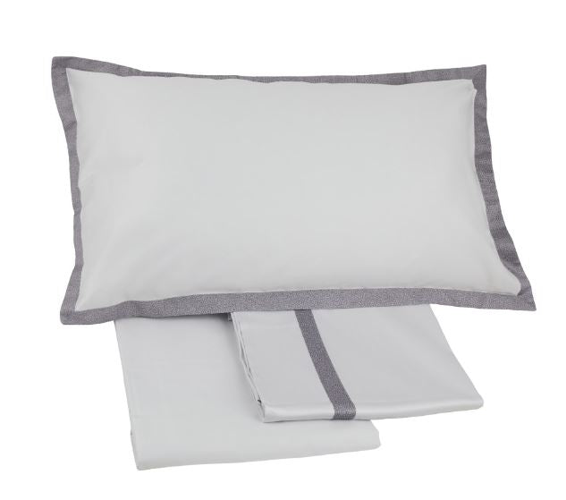 BORBONESE Completo letto minimal bordo applicato Grigio ferro Matrimoniale