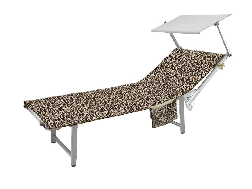 DAUNEX Telo mare microspugna Leopard 61x185+10 per lettino con elastici