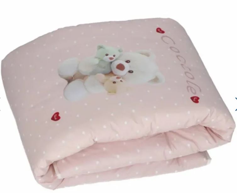 TRUDI Trapunta con paracolpi Coccole Rosa chiaro Lettino con sbarre