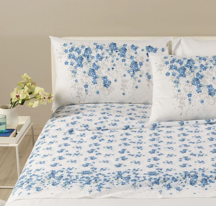 CALEFFI Completo letto Myosotis Bluette Matrimoniale